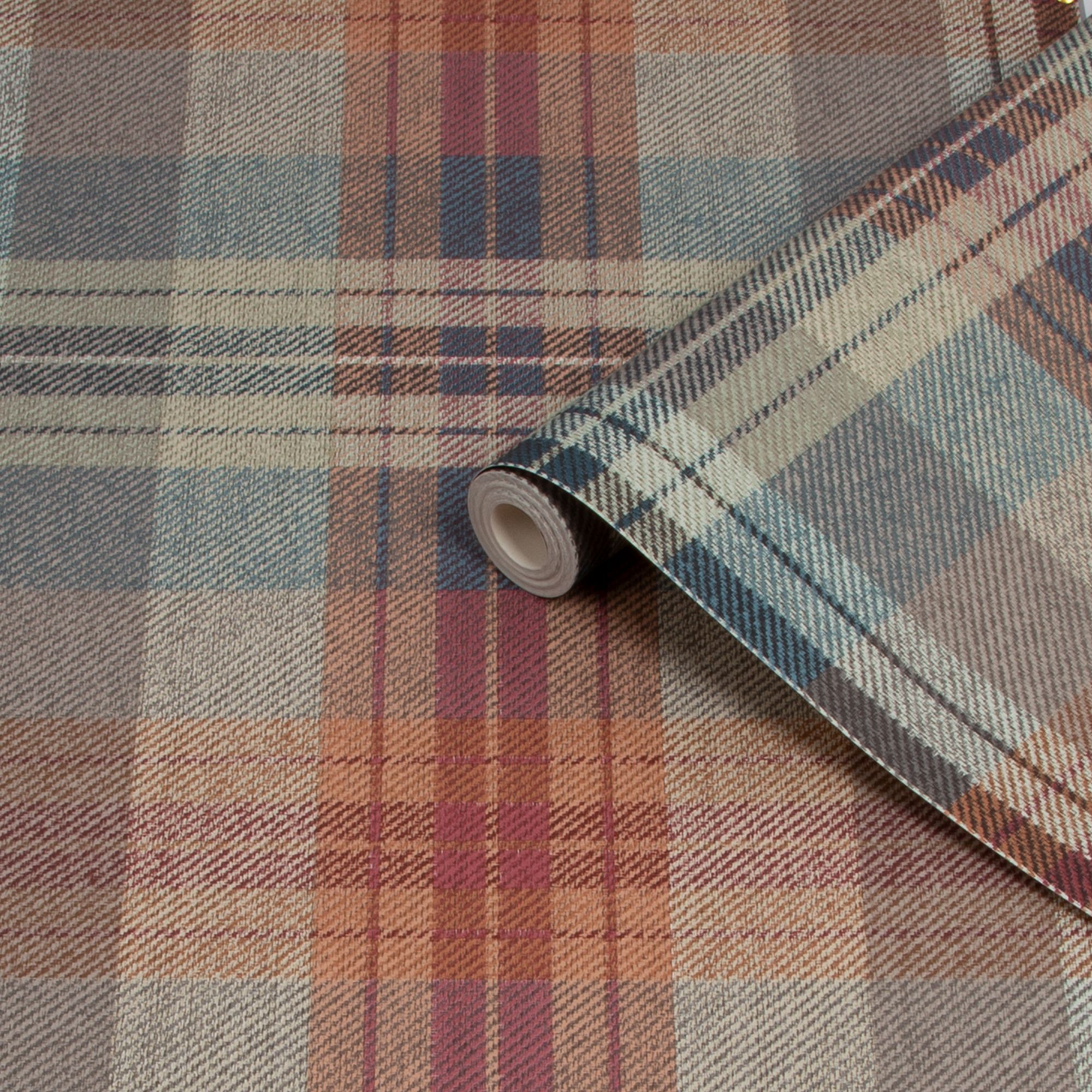 Fresco Cosy Green & red Tartan Smooth Wallpaper Sample