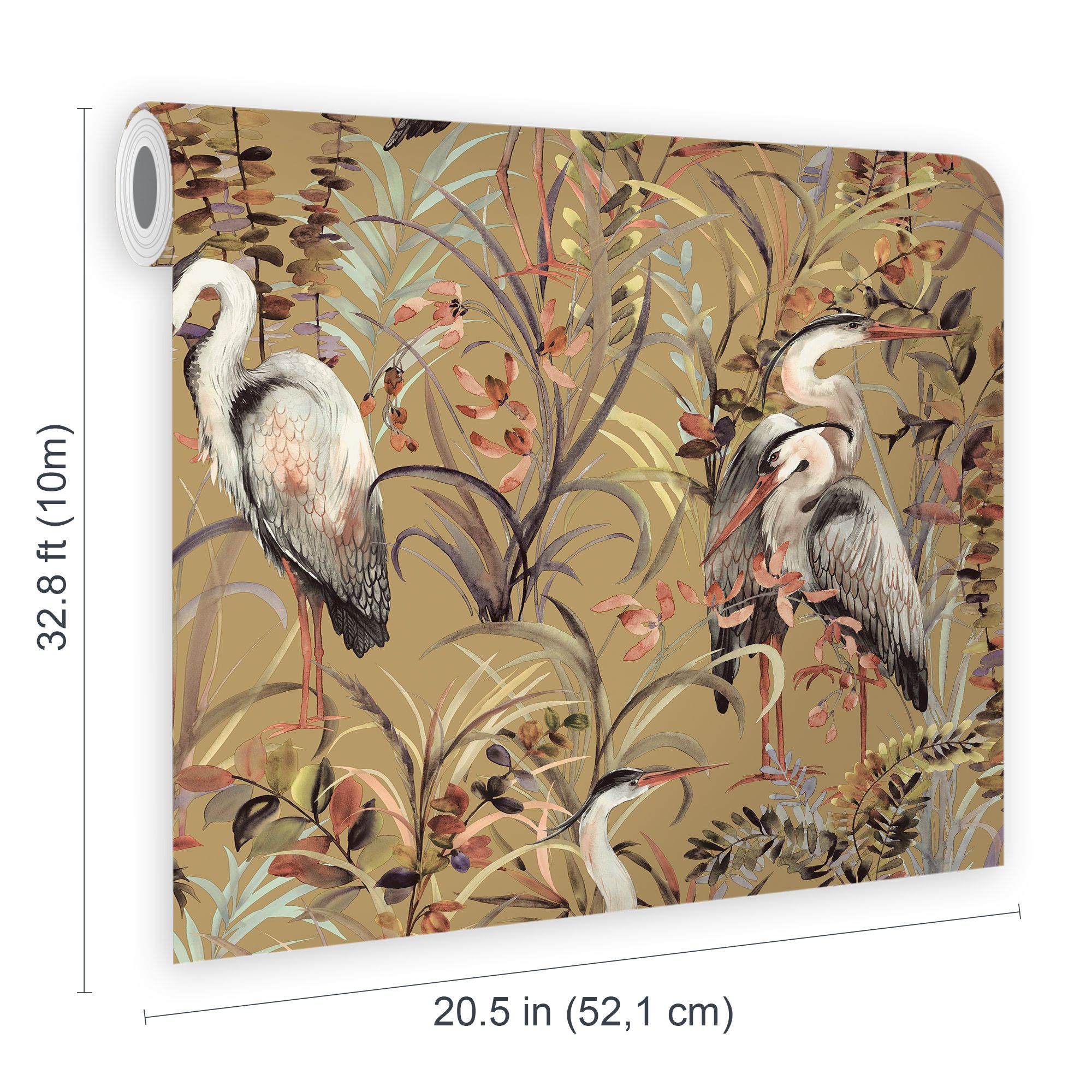 Fresco Gold Heron Smooth Wallpaper