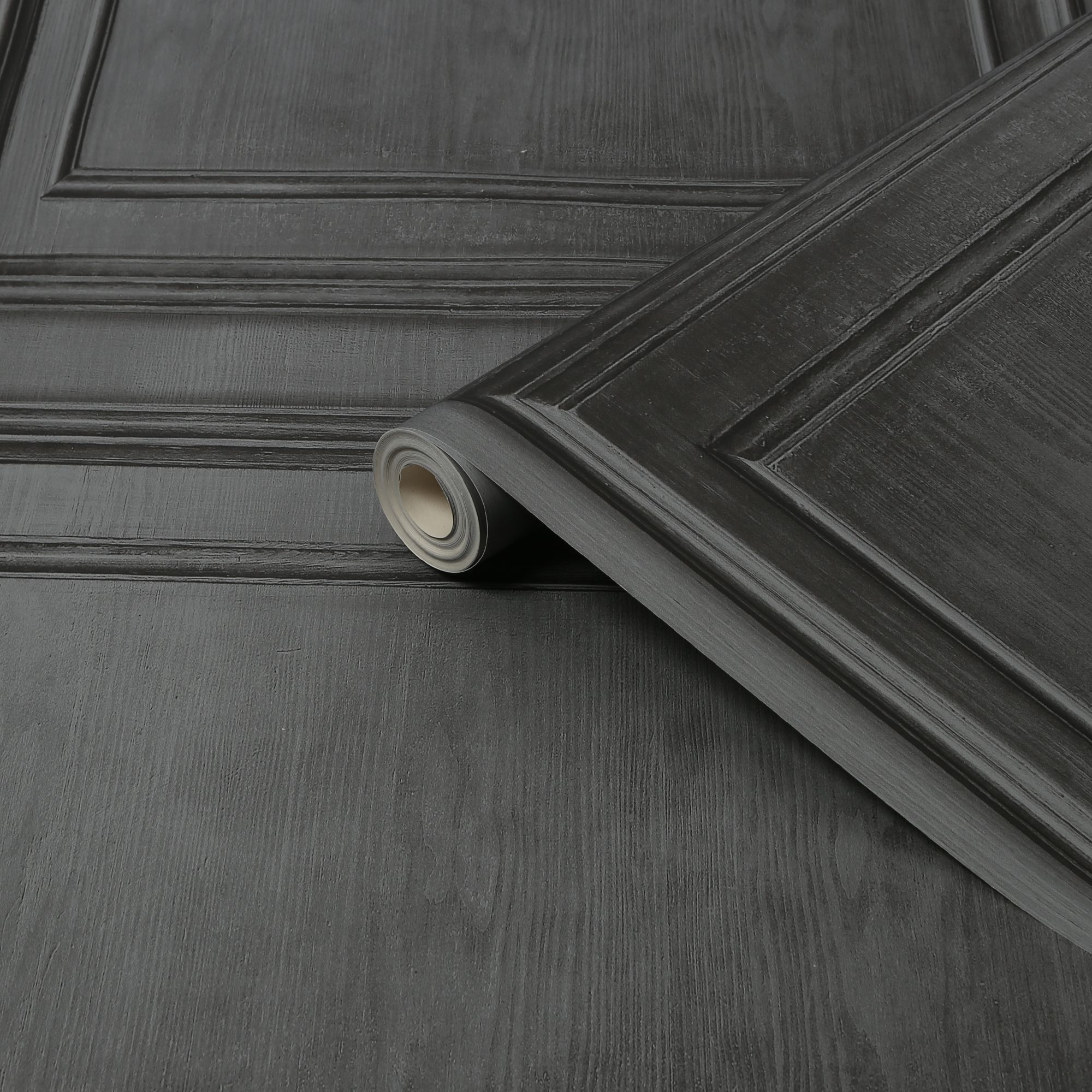 Fresco Grey Wood panelling Smooth Wallpaper DIY at B&Q