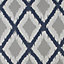 Fresco Ikat Blue & grey Geometric Smooth Wallpaper