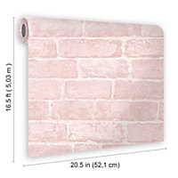 Fresco Pink Brick Distressed effect Smooth Wallpaper