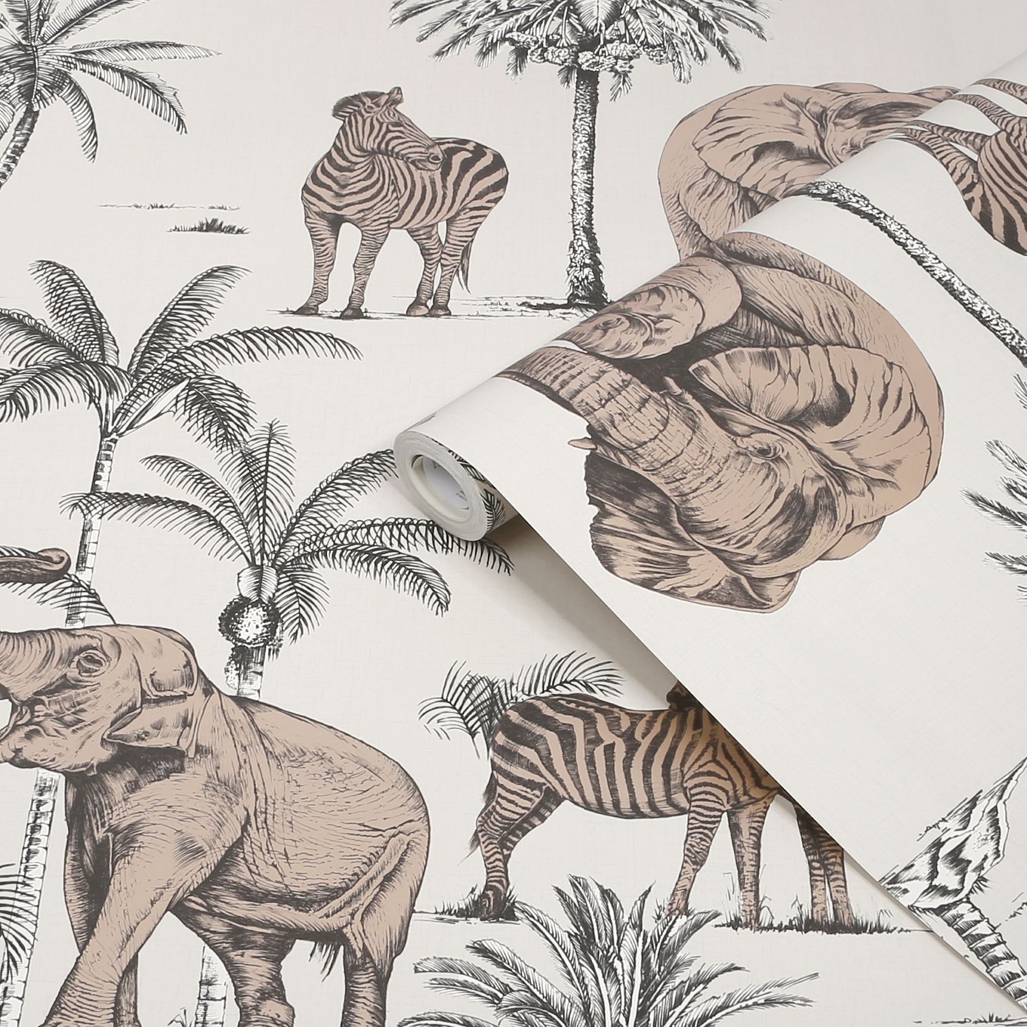 Fresco Rose Gold Animal Patterned Smooth Wallpaper