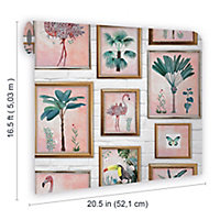 Fresco Tropical Multicolour Frames Smooth Wallpaper