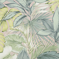 Fresco Tropicana Green Leaves Smooth Wallpaper