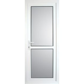 Frosted Fully glazed Mid bar White RH External Back Door set, (H)2055mm (W)920mm