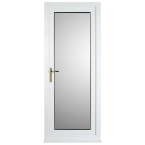 Frosted Fully glazed White RH External Back Door set, (H)2055mm (W)840mm