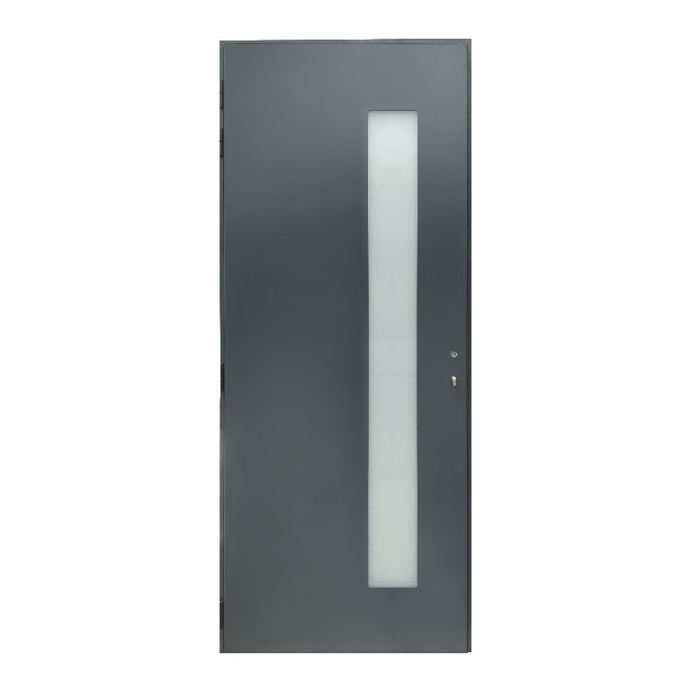 Frosted Glazed Flocked Grey Aluminium External Front door, (H)2055mm (W)840mm