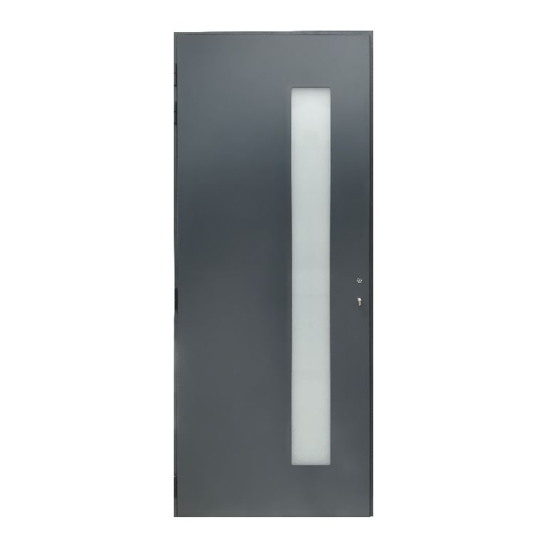 Frosted Glazed Flocked Grey External Front door, (H)2055mm (W)840mm