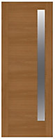 Frosted Glazed White oak veneer External Front door, (H)2032mm (W)813mm