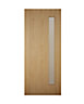 Frosted Glazed White oak veneer LH & RH External Front Door set & letter plate, (H)2074mm (W)856mm