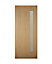 Frosted Glazed White oak veneer LH & RH External Front Door set & letter plate, (H)2074mm (W)932mm