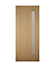 Frosted Glazed White oak veneer LH & RH External Front Door set & letter plate, (H)2125mm (W)907mm
