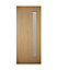 Frosted Glazed White oak veneer Reversible External Front Door set, (H)2125mm (W)907mm