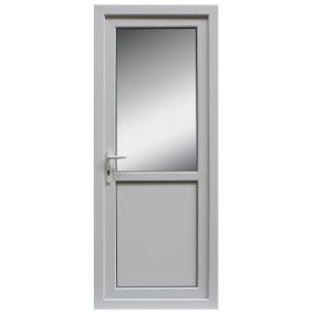 Frosted Glazed White Right-hand External Back Door set, (H)2055mm (W)840mm