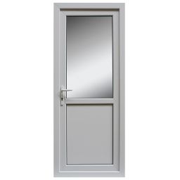 Frosted Glazed White uPVC RH External Back Door set, (H)2055mm (W)840mm