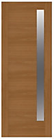 Frosted Glazed Wooden White oak veneer External Front door, (H)1981mm (W)762mm