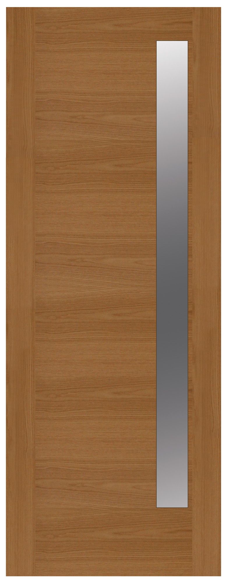 Frosted Glazed Wooden White oak veneer External Front door, (H)1981mm (W)762mm