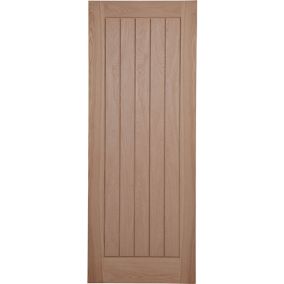 Fully finished Unglazed Cottage White oak veneer Internal Door, (H)1981mm (W)762mm (T)35mm