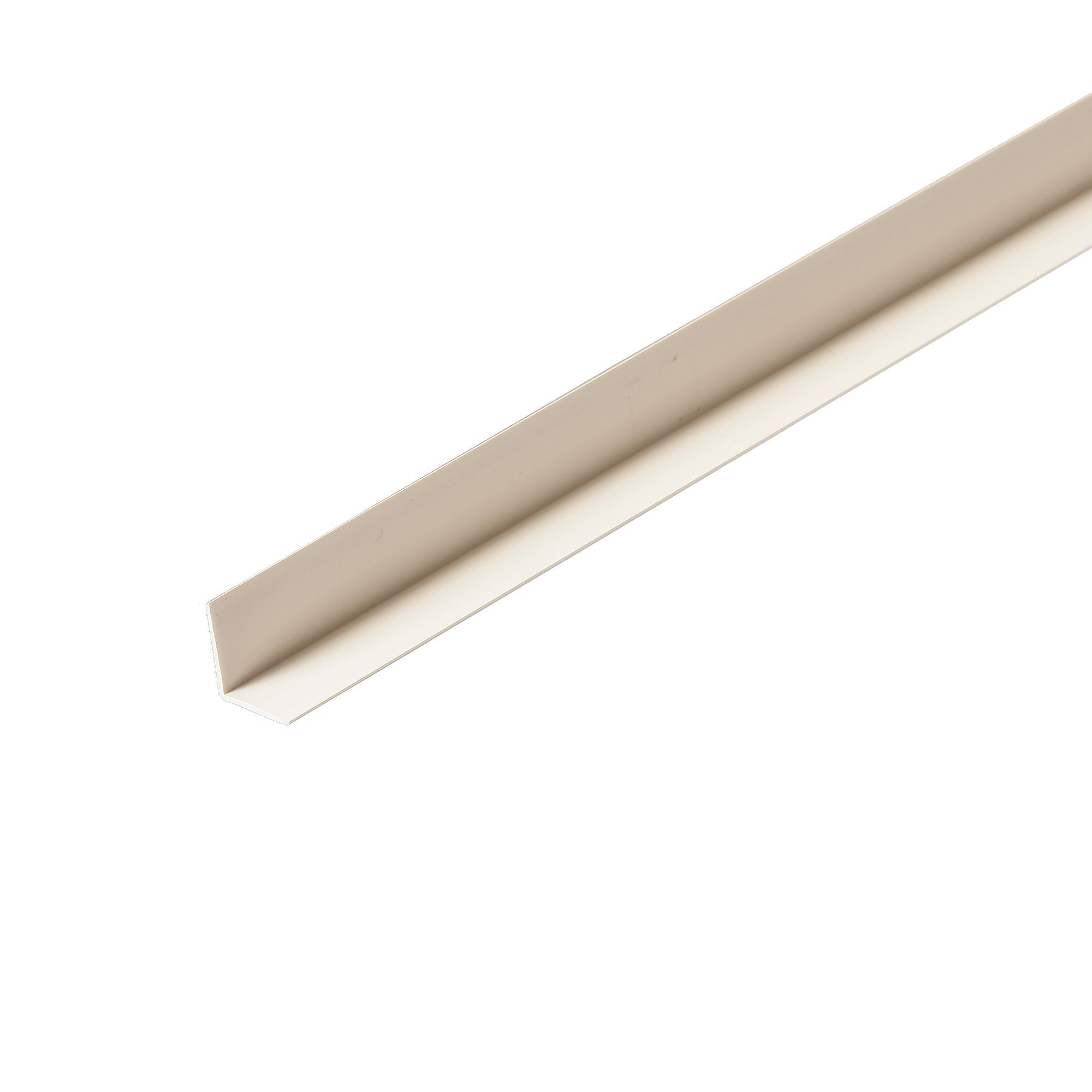 Fully finished White Polyvinyl chloride (PVC) Angled edge L-shaped Moulding (L)2400mm (W)15mm (T)15mm