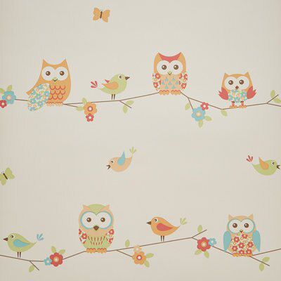 Fun4Walls Multicolour Owl Smooth Wallpaper
