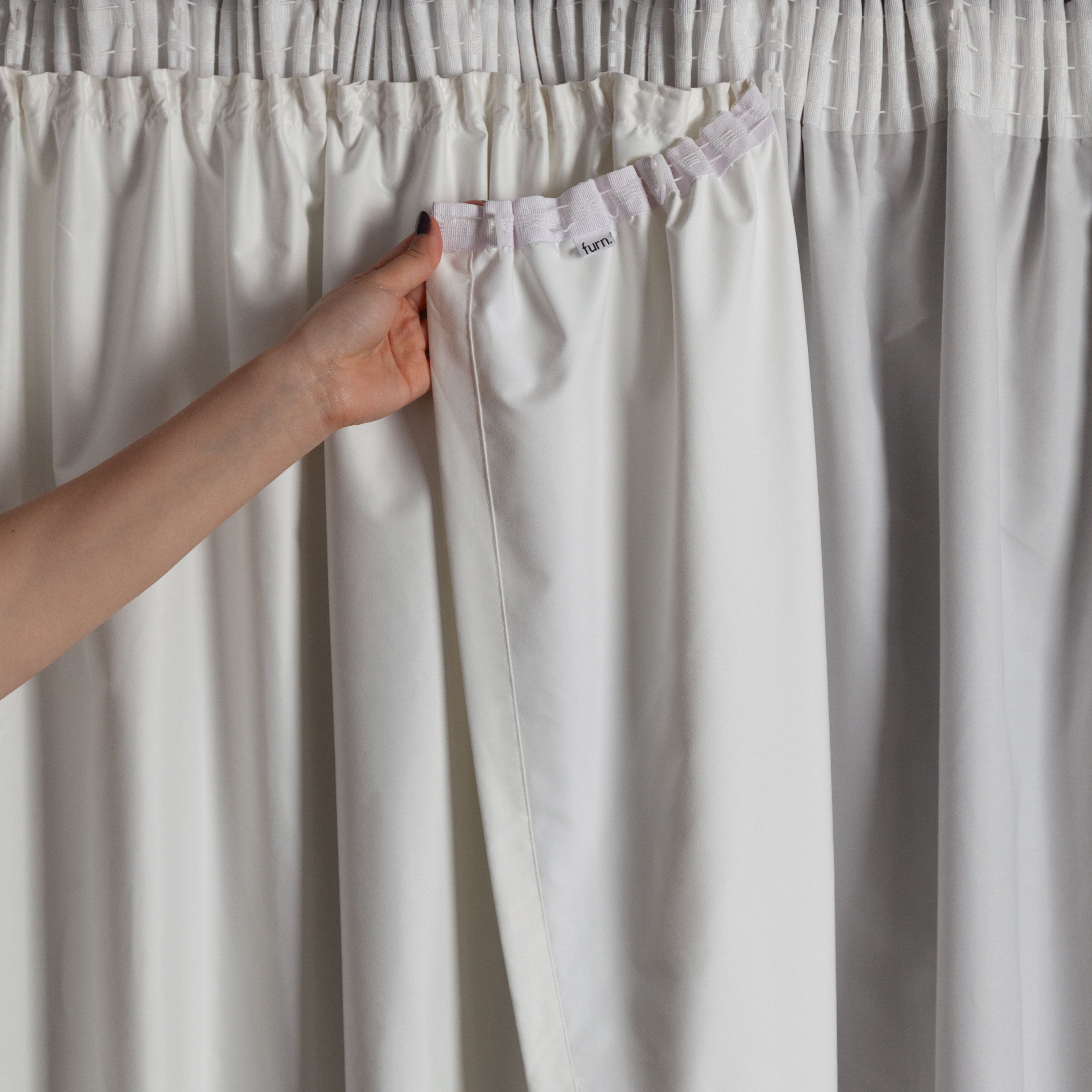 furn. Blackout Pencil pleat Curtain lining Pair, (L) 112cm x (W) 124cm