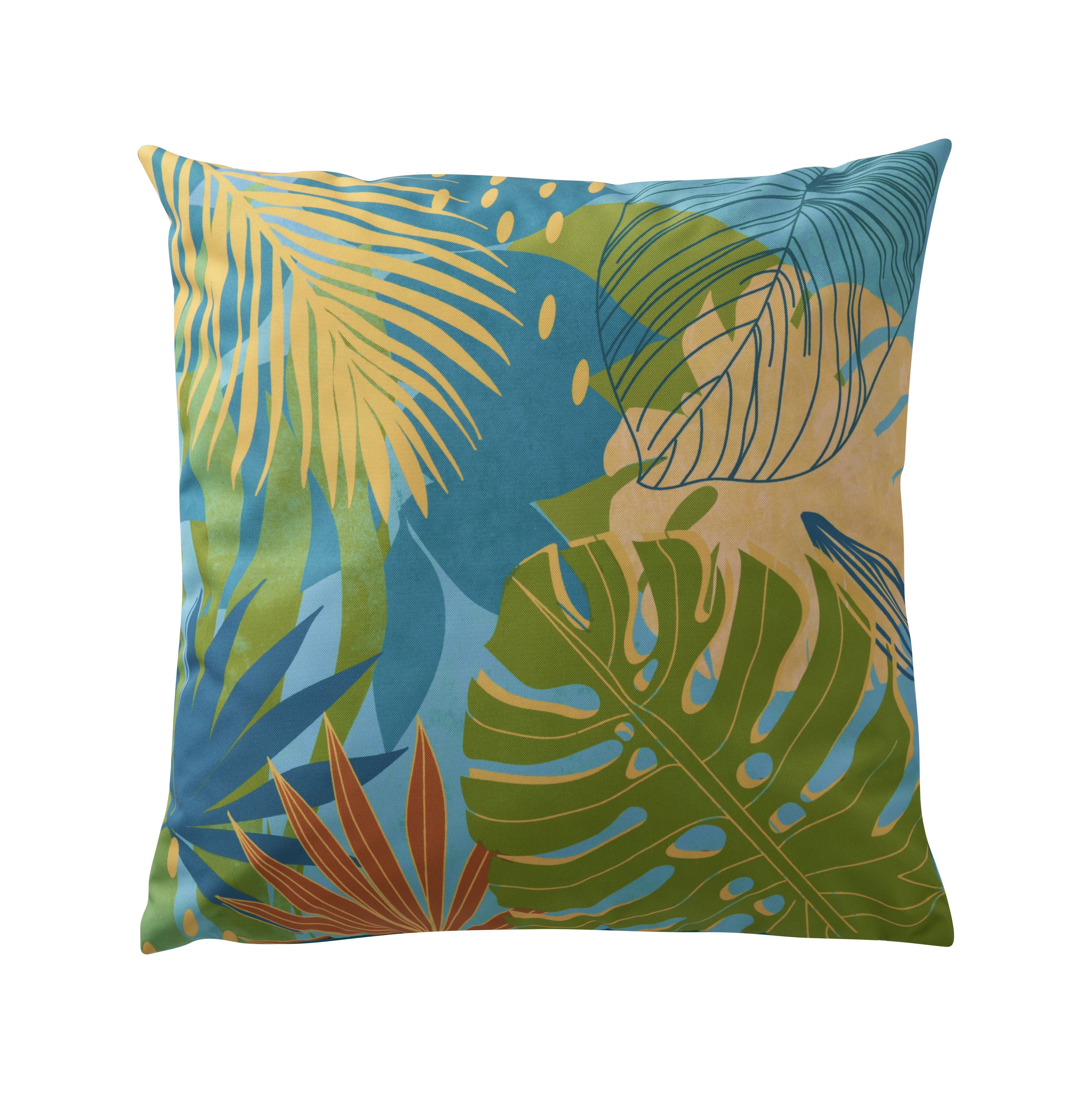 furn. Leafy Aqua Outdoor Cushion (L)43cm x (W)43cm