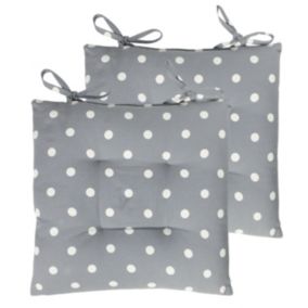 furn. Natural Polka dots Square Seat pad, Pair of 2 (L)17cm x (W)43cm