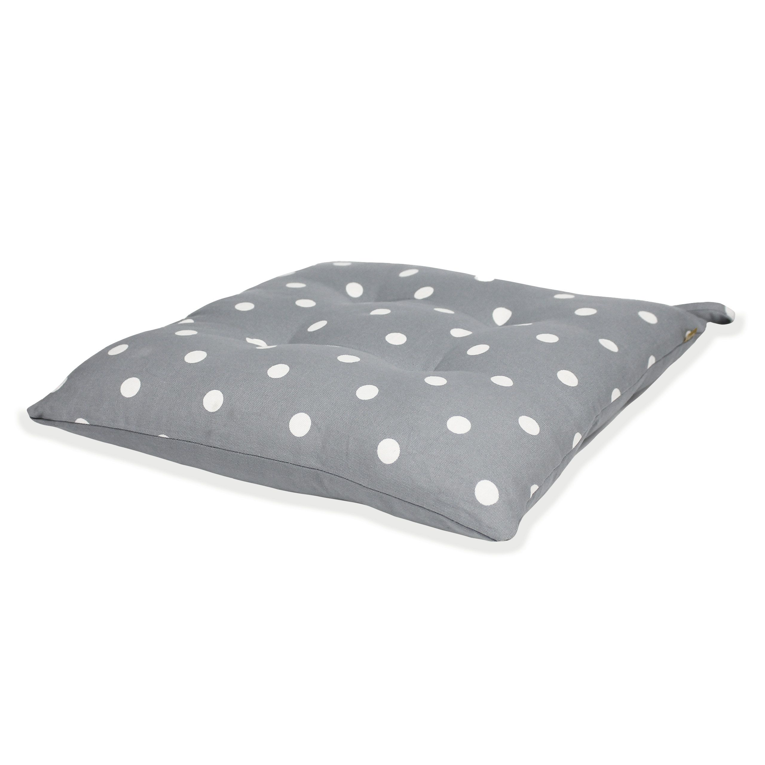 furn. Natural Polka dots Square Seat pad, Pair of 2 (L)17cm x (W)43cm