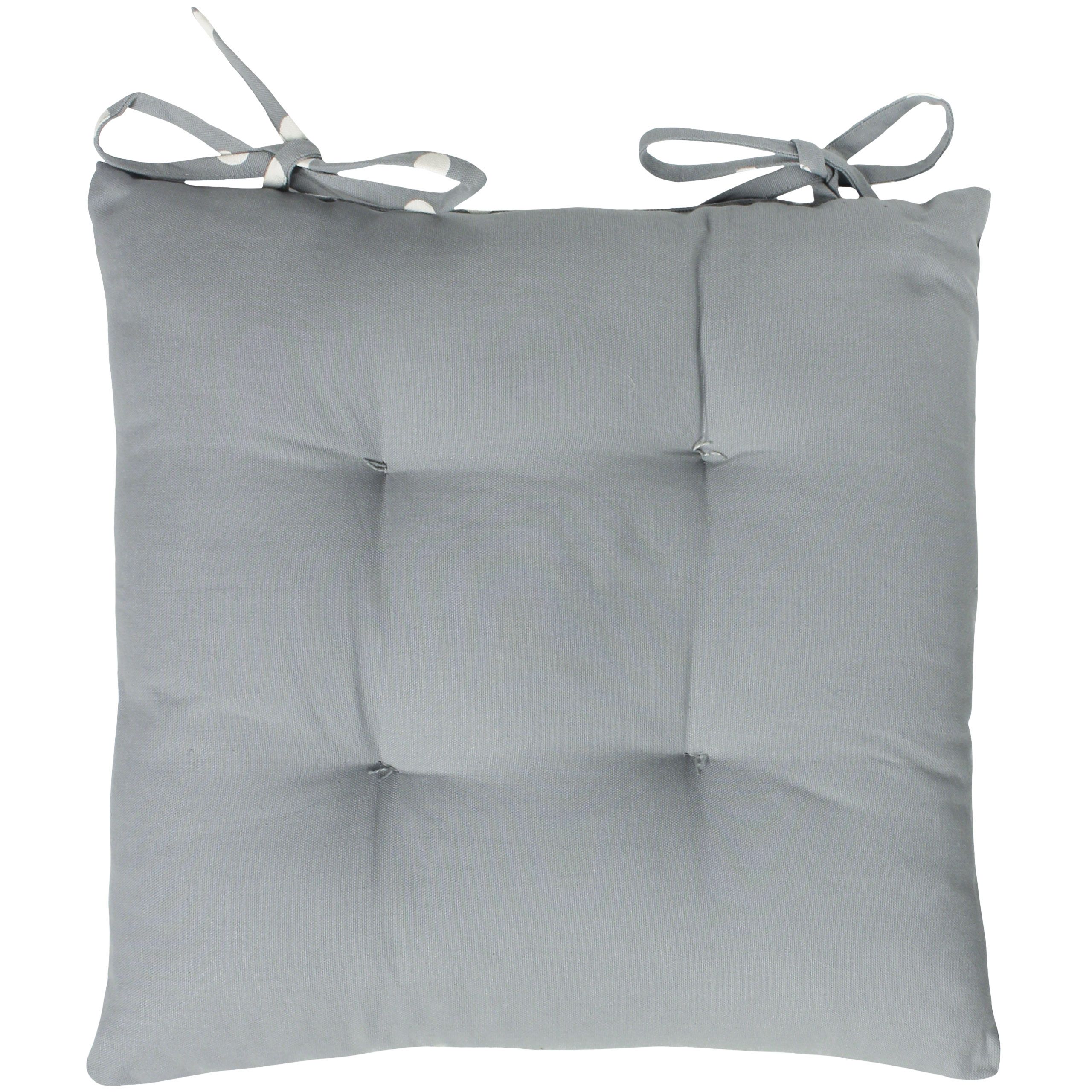 furn. Natural Polka dots Square Seat pad, Pair of 2 (L)17cm x (W)43cm