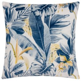 furn. Opulence Blue, White & Yellow Jungle design Indoor Cushion (L)45cm x (W)45cm