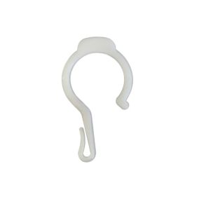 furn. Plastic White Gloss Curtain hook, Pack of 28