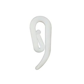 furn. Plastic White Gloss Curtain hook, Pack of 50