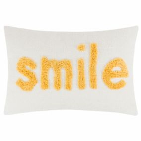 furn. Yellow Tufted Smile Indoor Cushion (L)30cm x (W)50cm