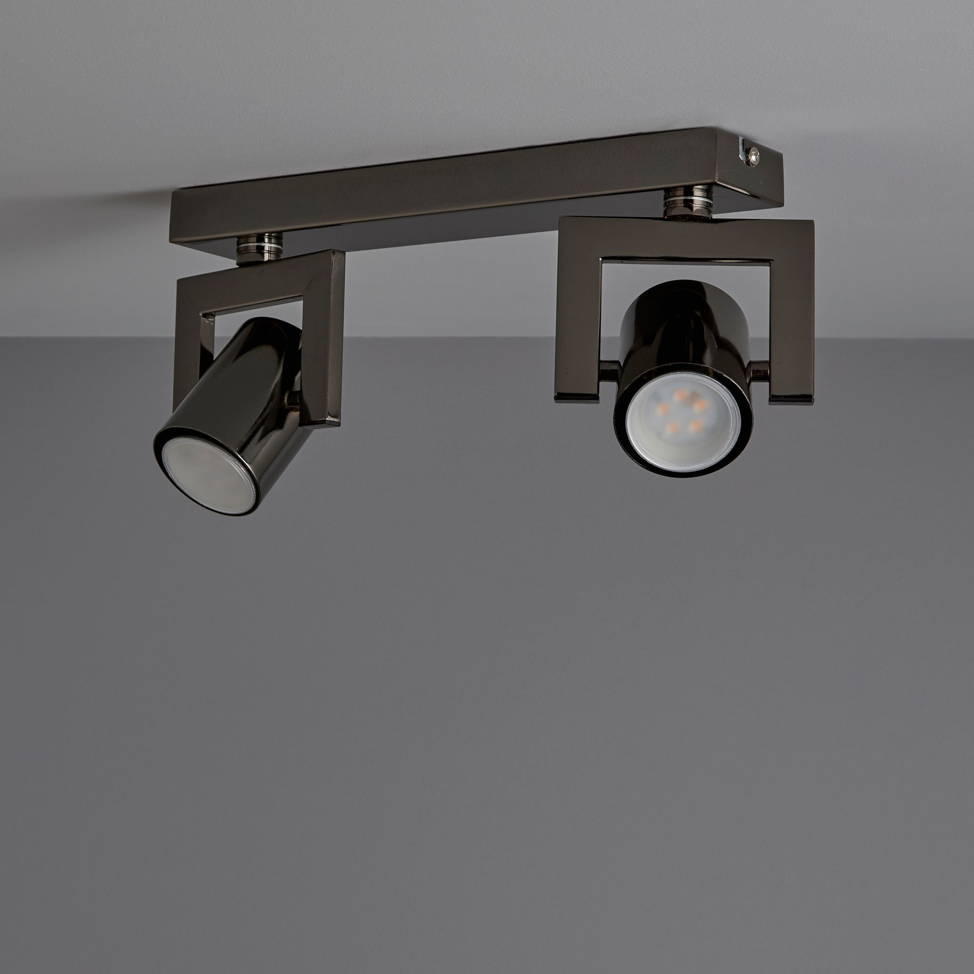 Galene Bar Black Gunmetal effect 2 Light Spotlight
