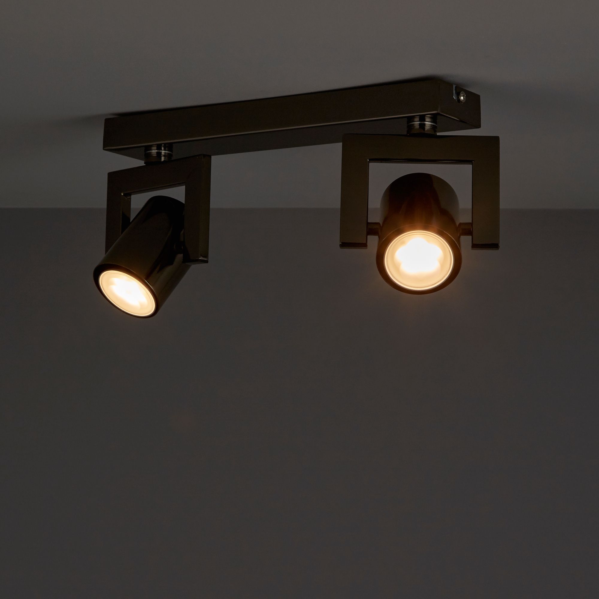 Galene Bar Black Gunmetal effect 2 Light Spotlight