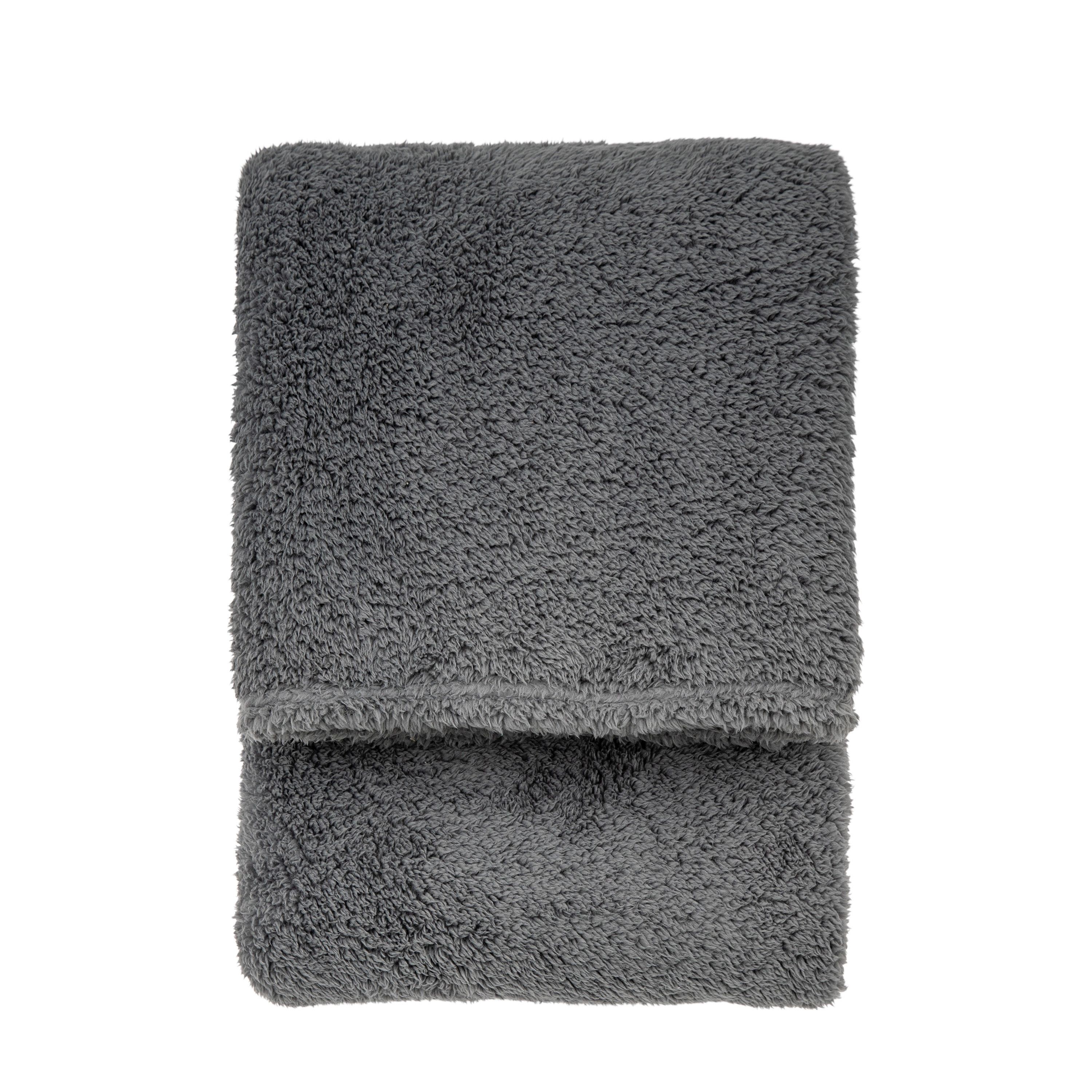Gallery™ Charcoal Teddy Fleece Plain Throw (L) 180cm x (W) 140cm