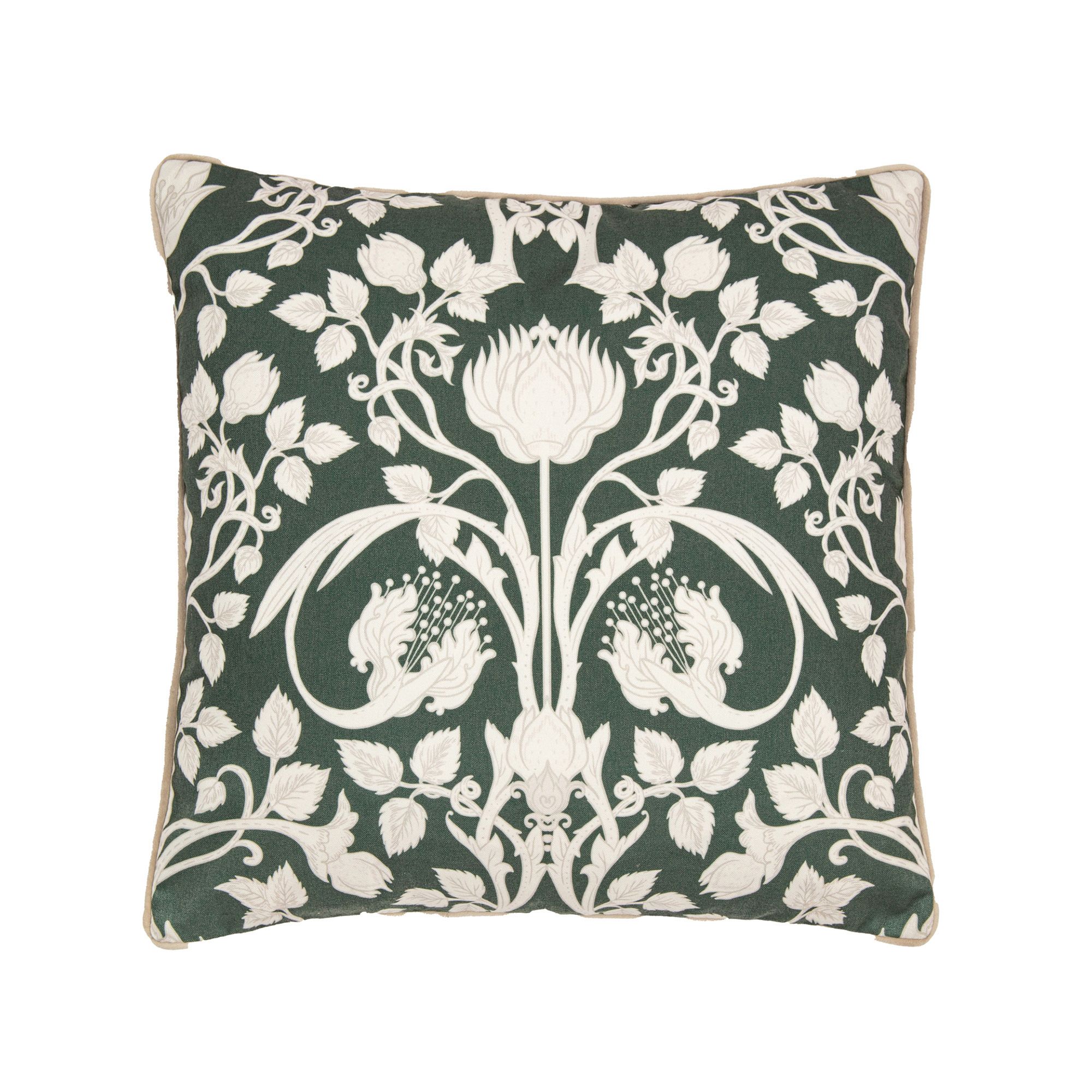 Gallery™ Cirsium Olive Arts & Crafts Indoor Cushion, (L)45cm x (W)45cm