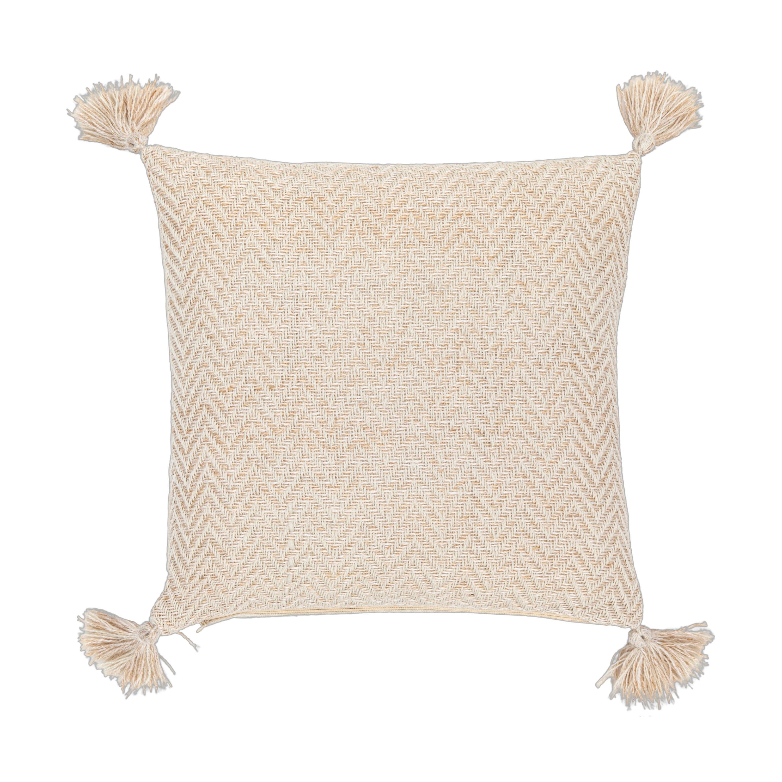 Gallery™ Cream Herringbone Woven effect Indoor Cushion, (L)45cm x (W)45cm