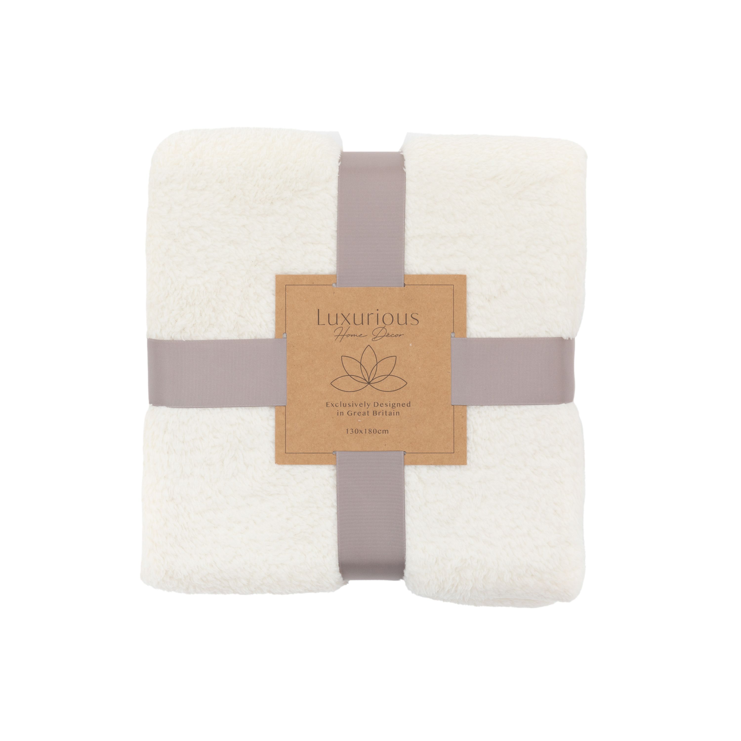 Gallery™ Cream Teddy Fleece Throw (L) 180cm x (W) 140cm