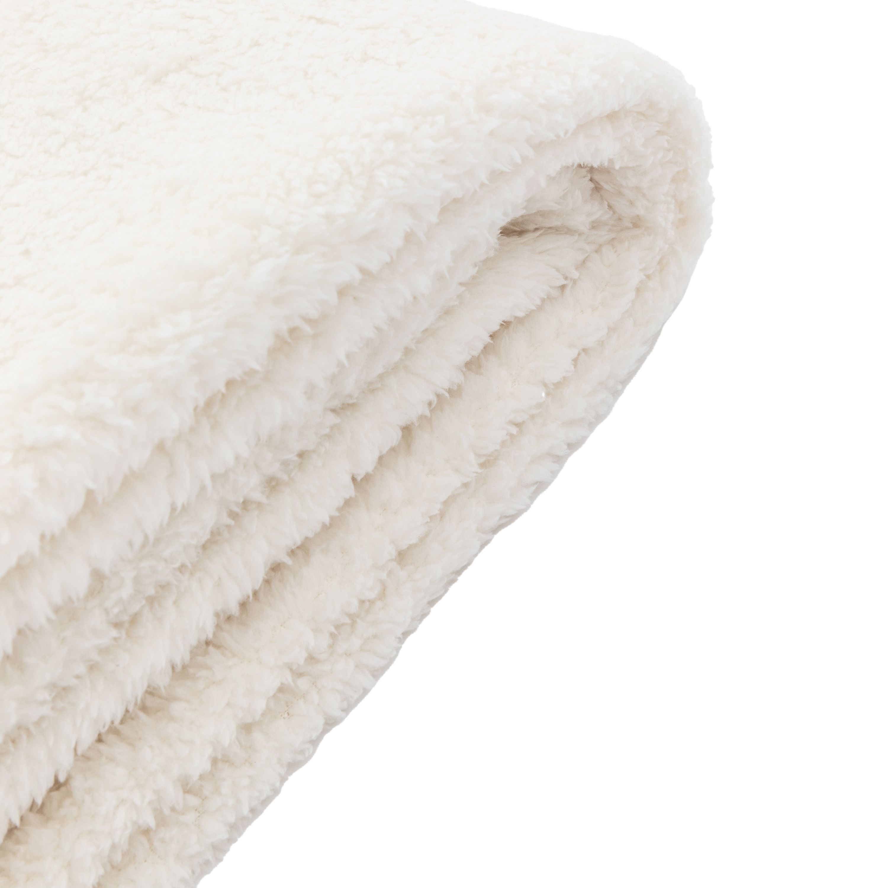 Gallery™ Cream Teddy Fleece Throw (L) 180cm x (W) 140cm