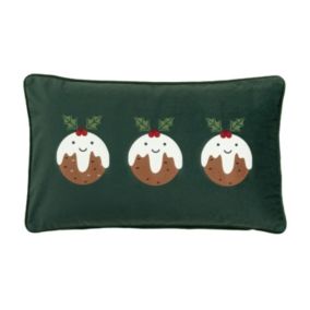 Gallery™ Green Christmas Pudding Indoor Christmas Cushion (L)30cm x (W)50cm