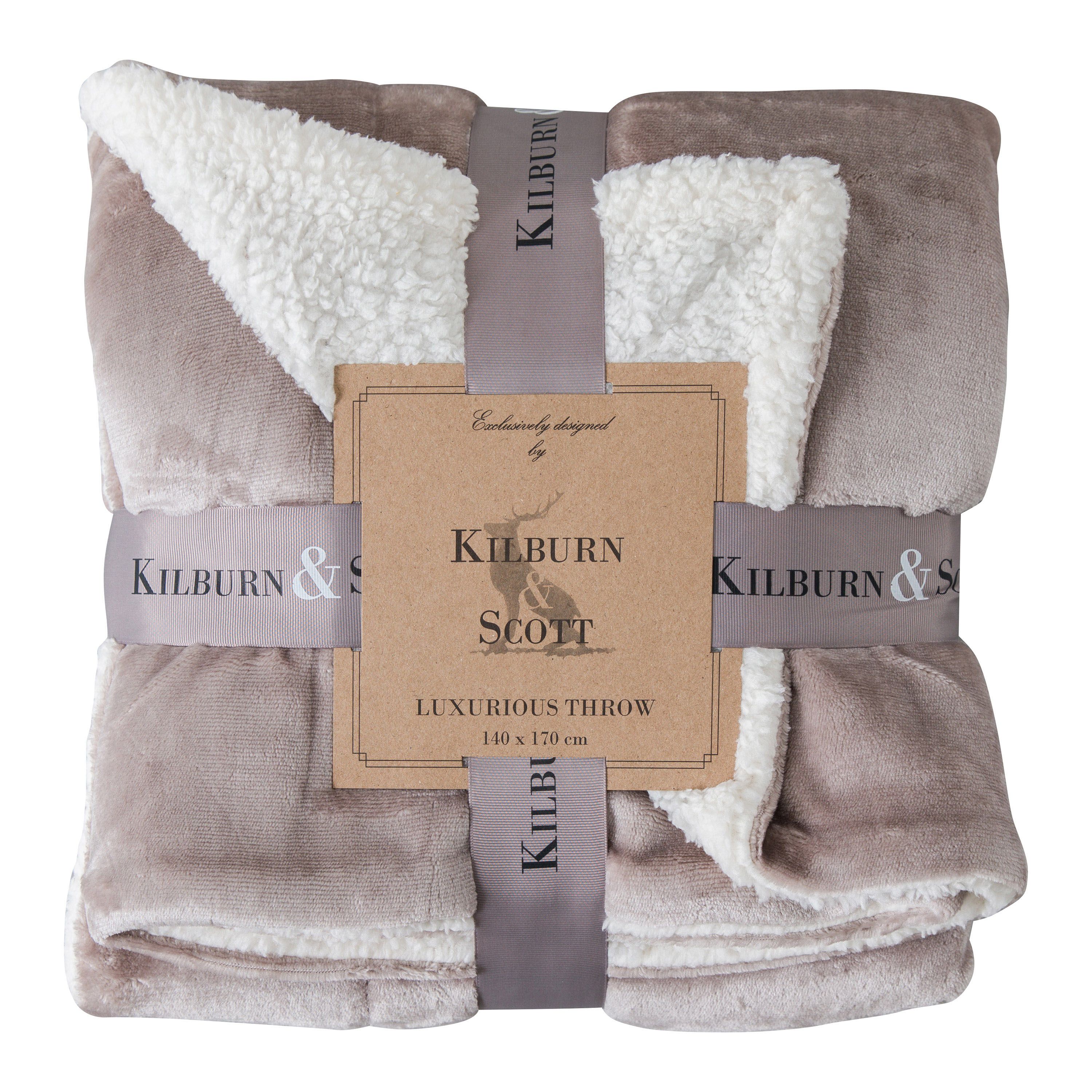 Gallery™ Sterling Taupe Plain Velvet Throw (L) 140cm x (W) 170cm