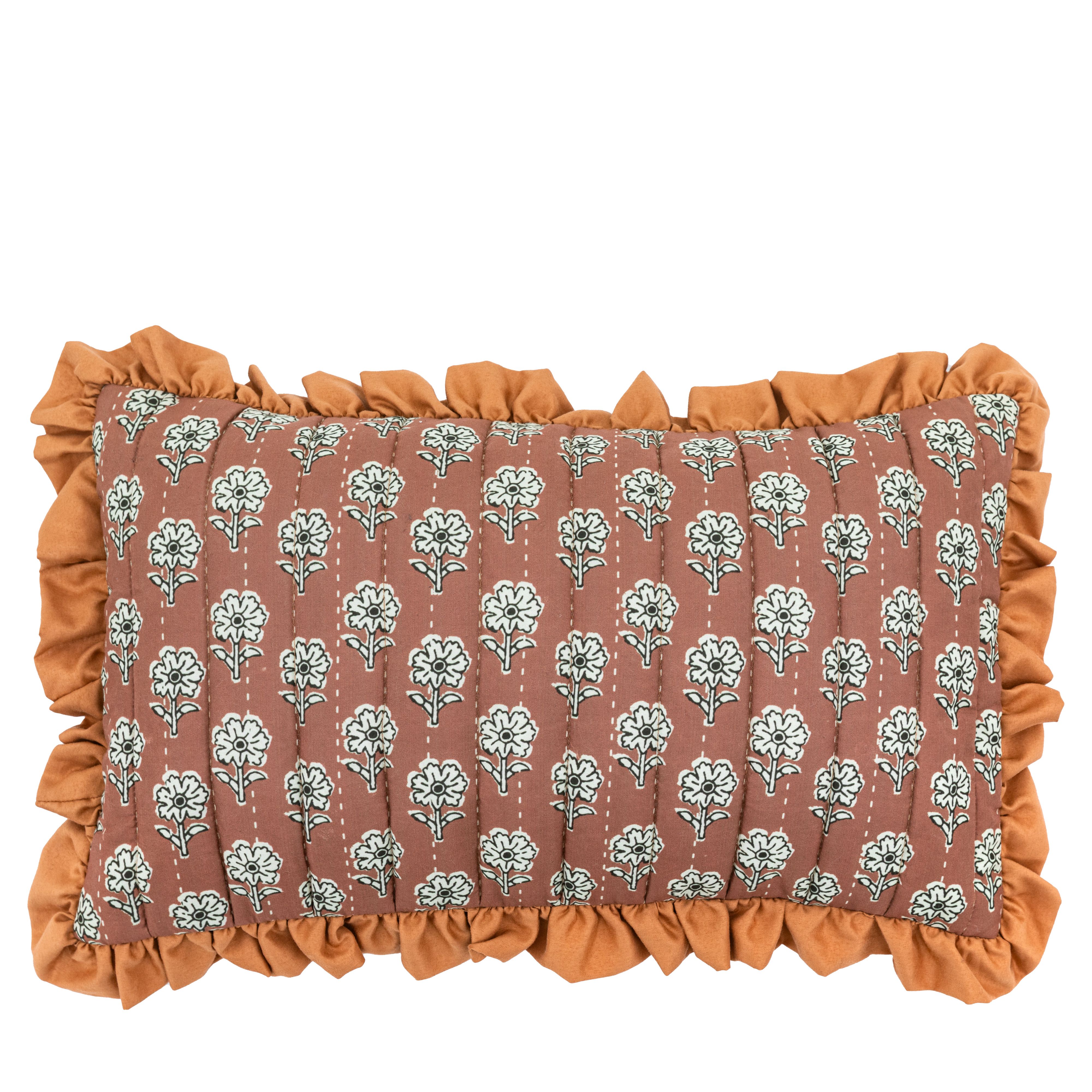 Gallery™ Terracotta & White Floral Indoor Cushion, (L)30cm x (W)50cm