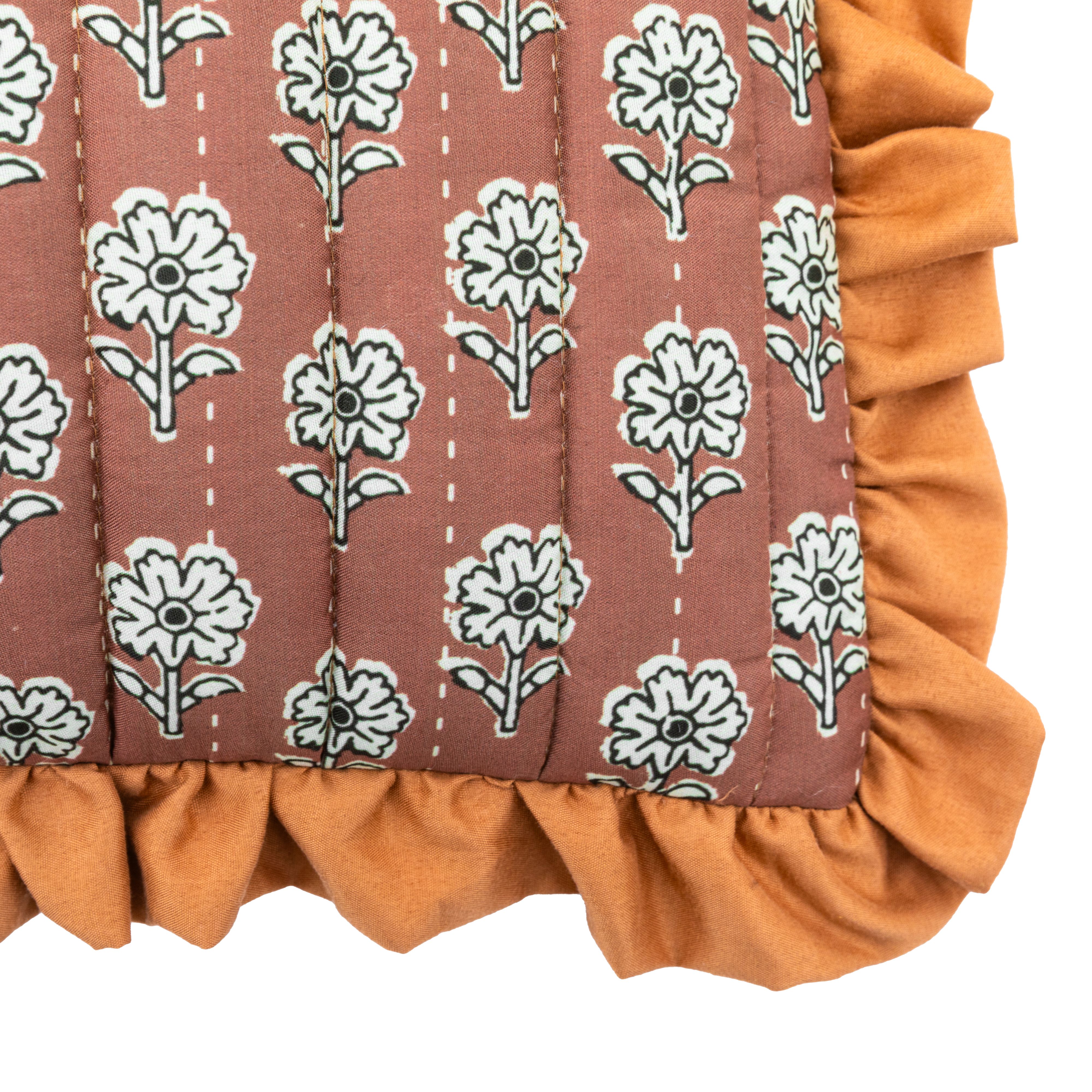 Gallery™ Terracotta & White Floral Indoor Cushion, (L)30cm x (W)50cm