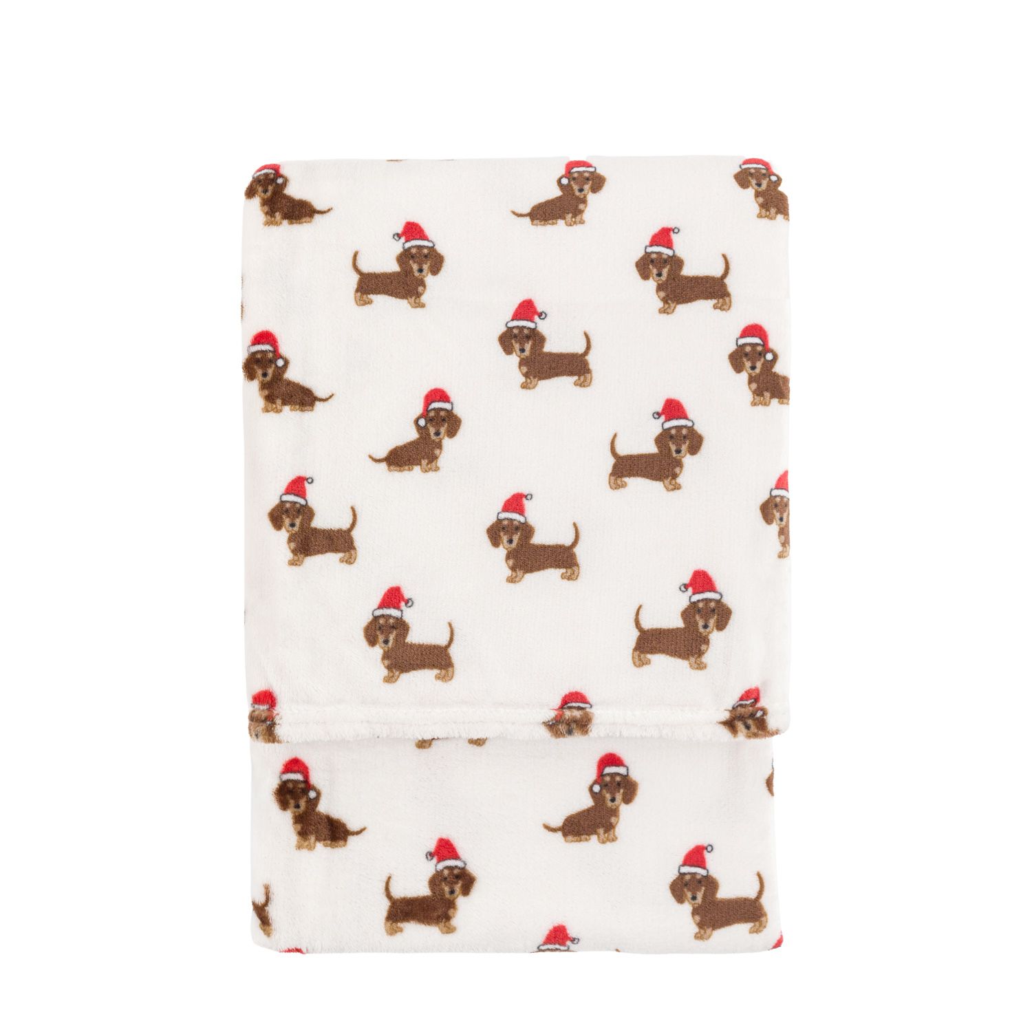 Gallery™ White Sausage dog Fleece Animal Throw (L) 170cm x (W) 70cm