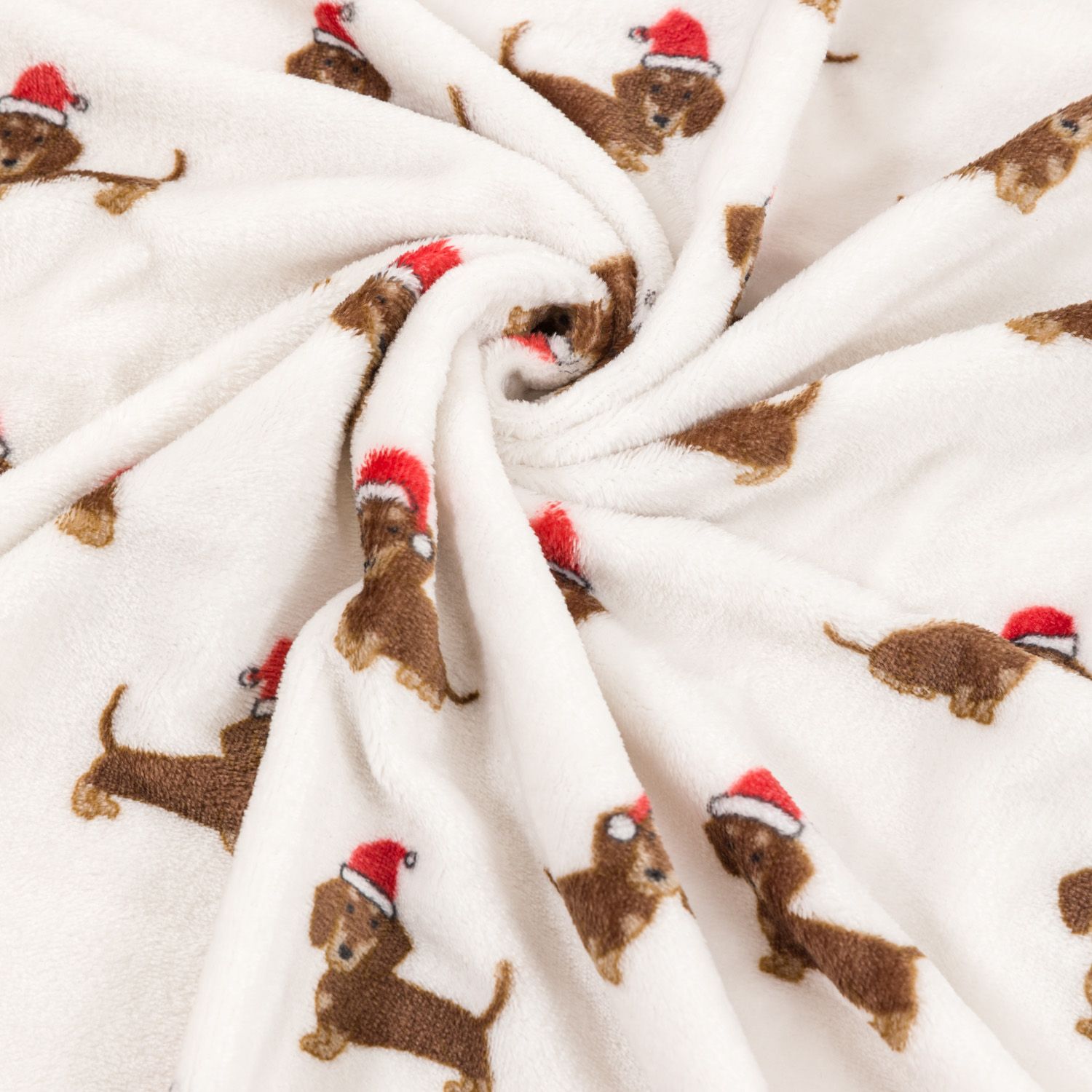 Gallery™ White Sausage dog Fleece Animal Throw (L) 170cm x (W) 70cm