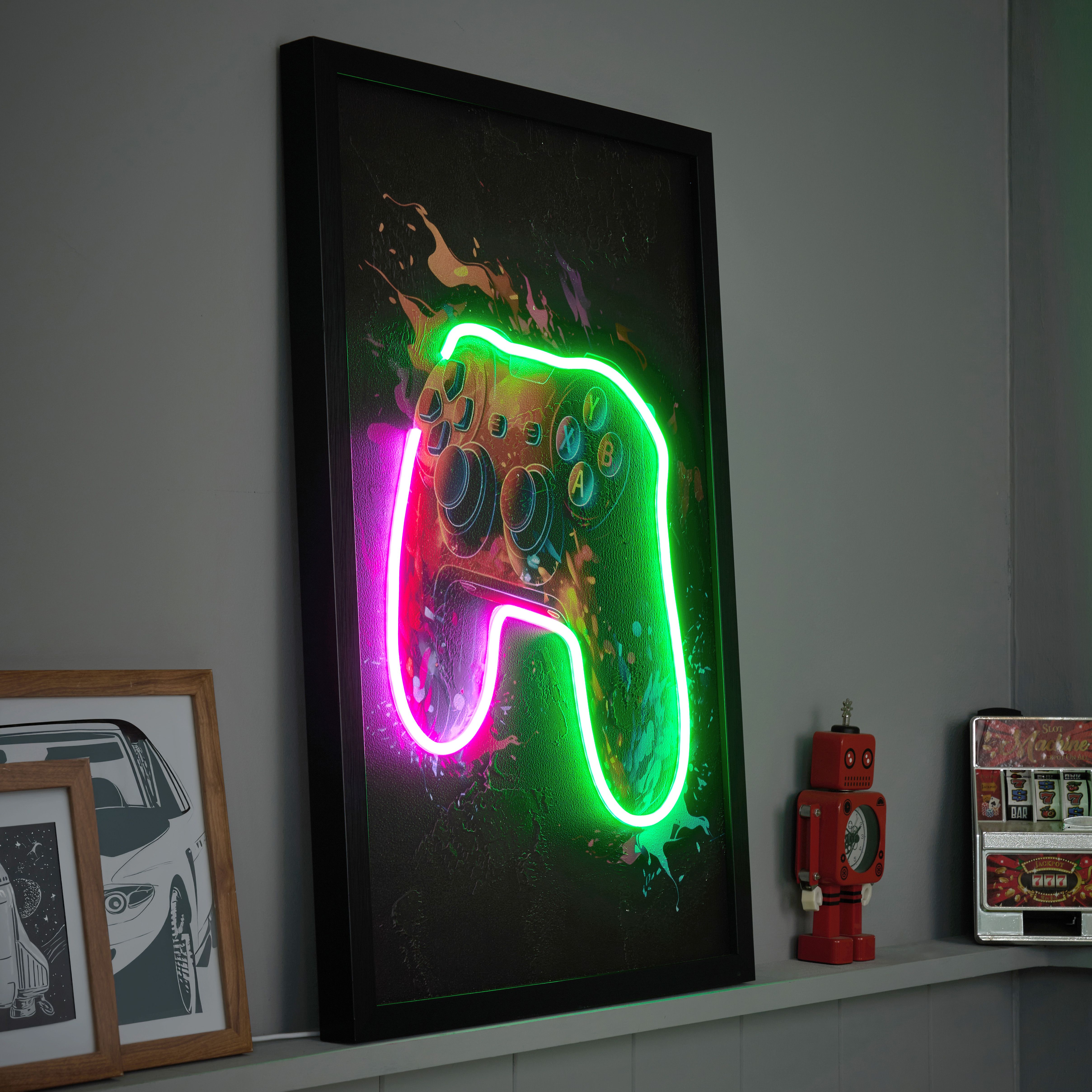 Gaming Neon Matt Multicolour Paint effect Plug-in LED Wall light