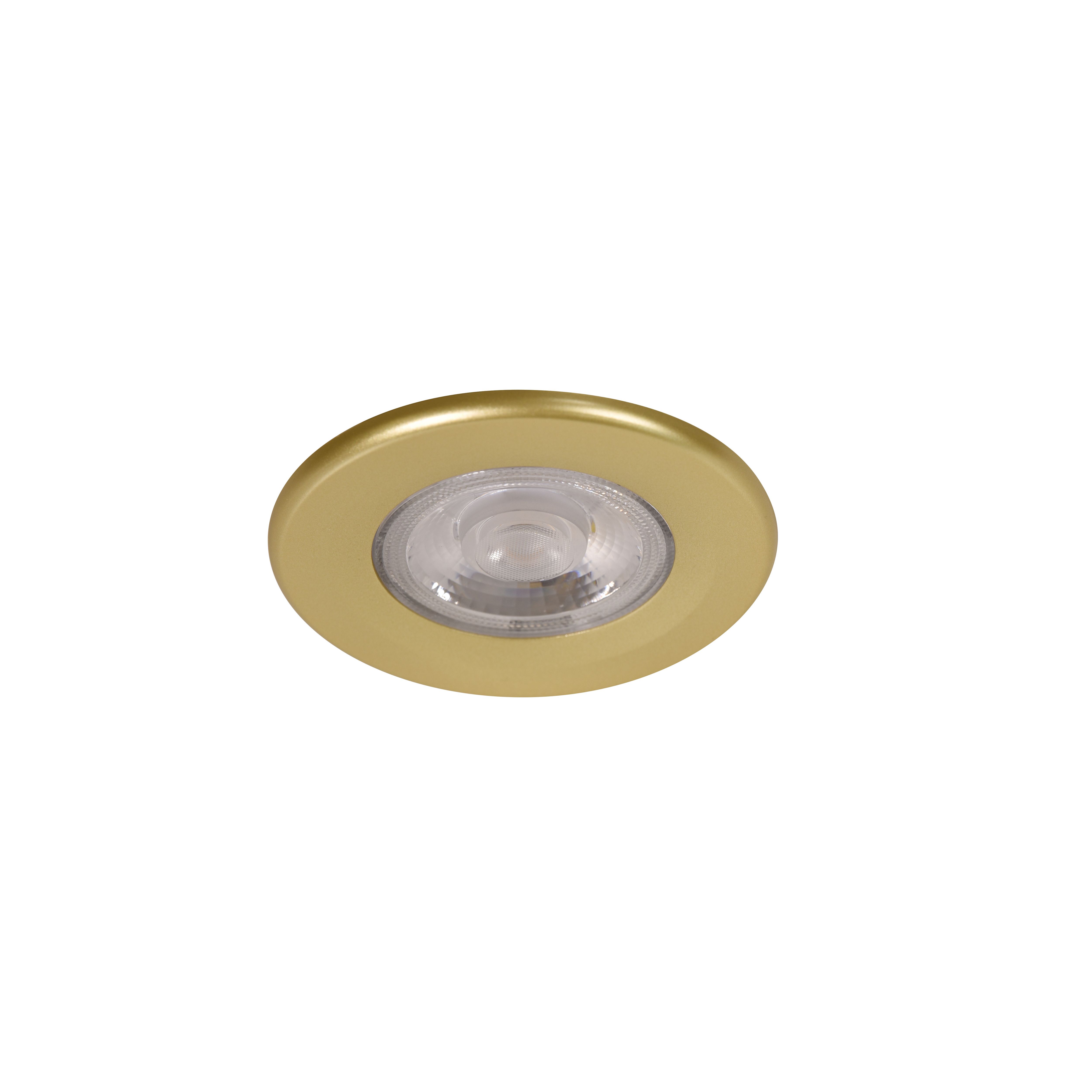 Gamow Matt Gold effect Fixed LED Fire-rated Warm & neutral Downlight 5W IP65, Pack of 3