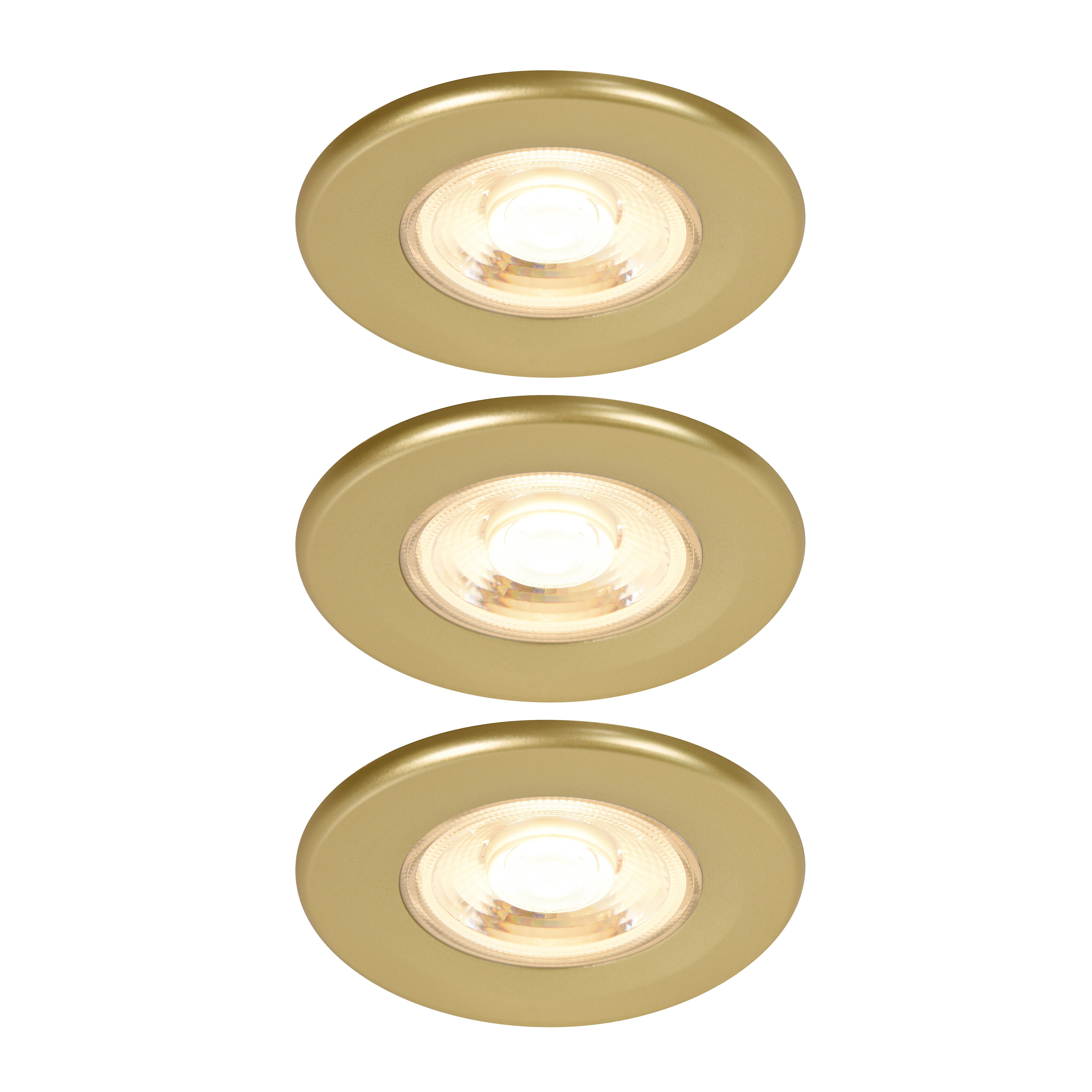 Gamow Matt Gold effect Fixed LED Fire-rated Warm & neutral Downlight 5W IP65, Pack of 3