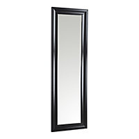 Ganji Black Curved Rectangular Framed Mirror (H)133cm (W)43cm